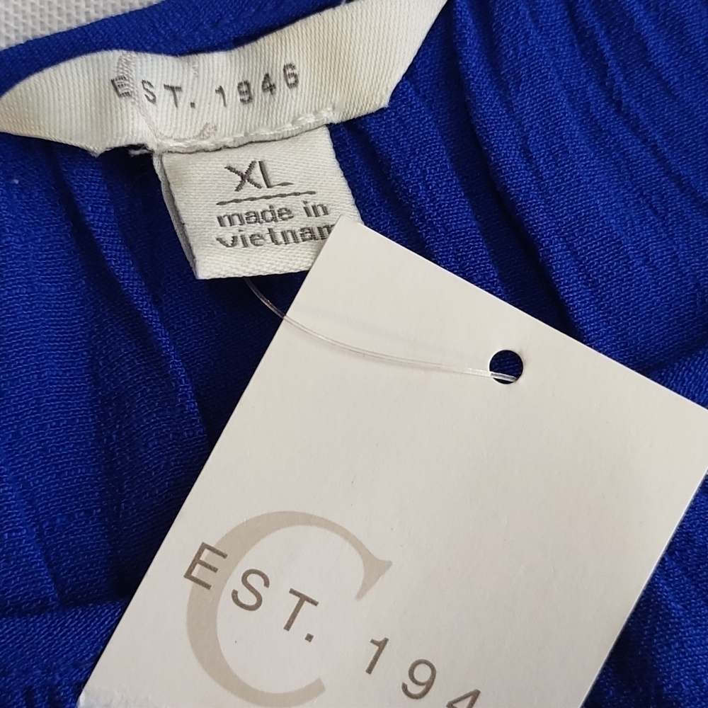 C Est. 1946 Women's Blue 3/4 Ruffle Sleeve Cowlneck Top Blouse Size XL NWT - Picture 9 of 11